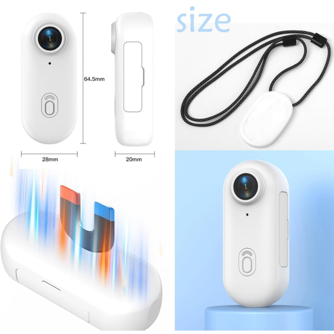 Mini Cámara Deportiva 1080p a 4k Magnética Portátil- color blanco